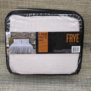 FRYE Linen Cotton Blend Gray QUEEN Sheet Set 4pc